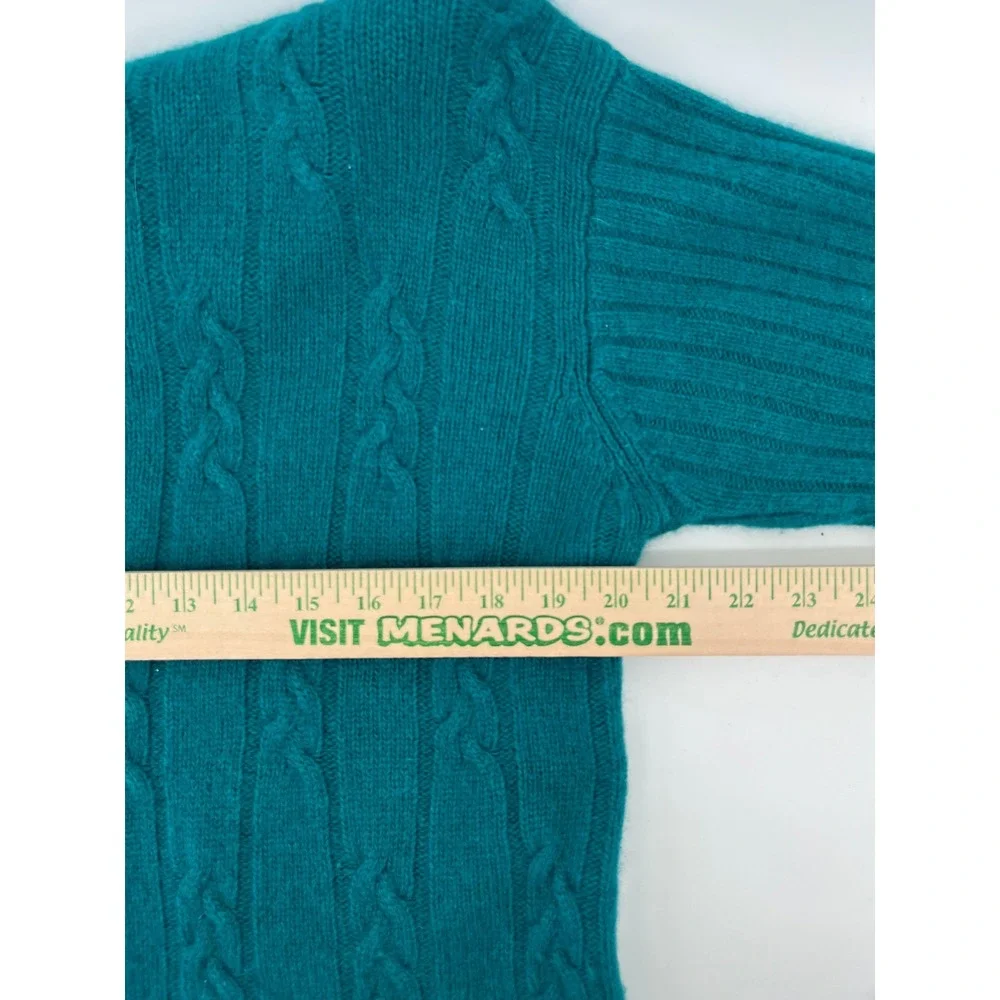 The Limited Teal Green‎ Lambswool Angora Cable Knit Mock Neck Sweater Womens M